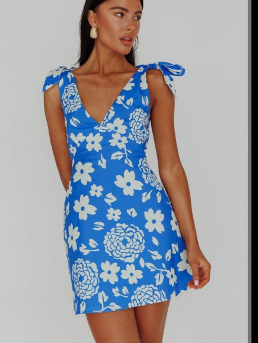 Girls Blue & White Floral Tie-Shoulder One-Piece